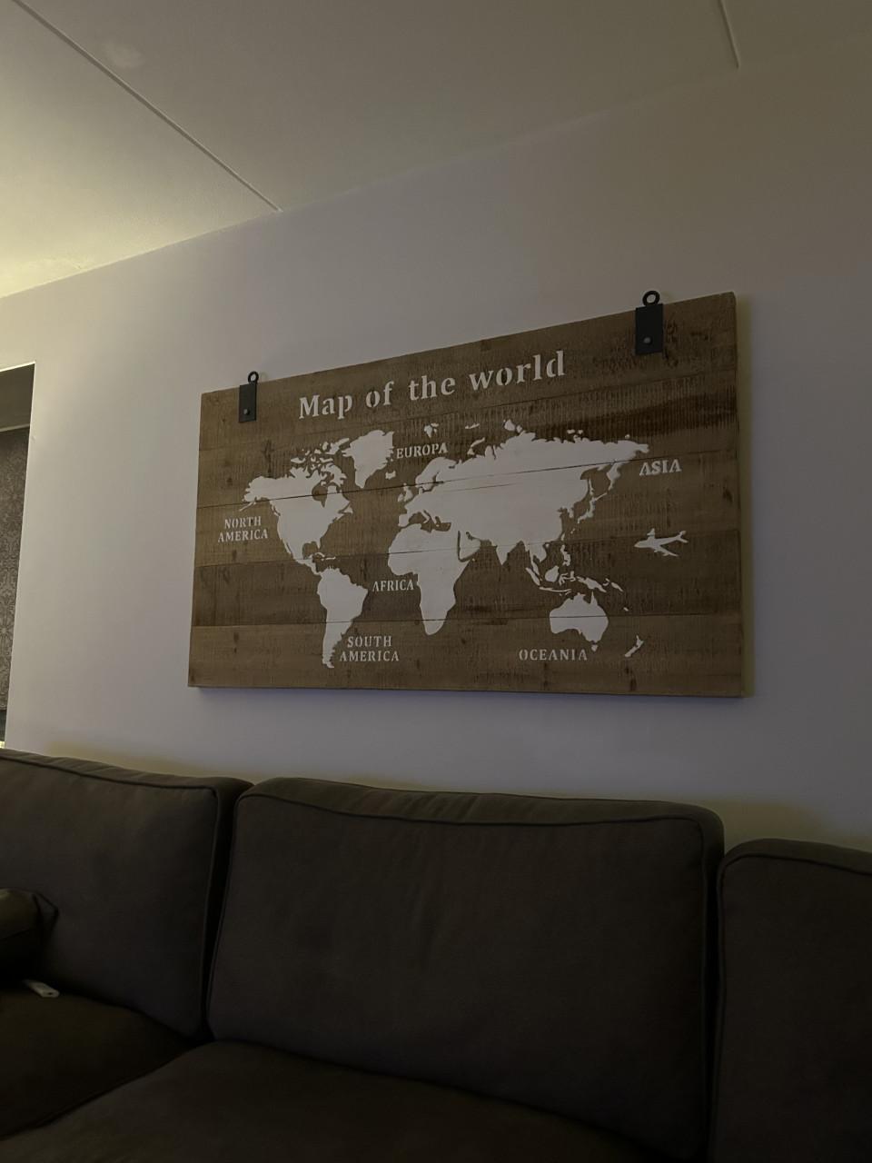 Wand paneel wereldkaart