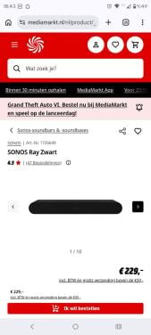 Sonos Ray nieuwe in de doos
