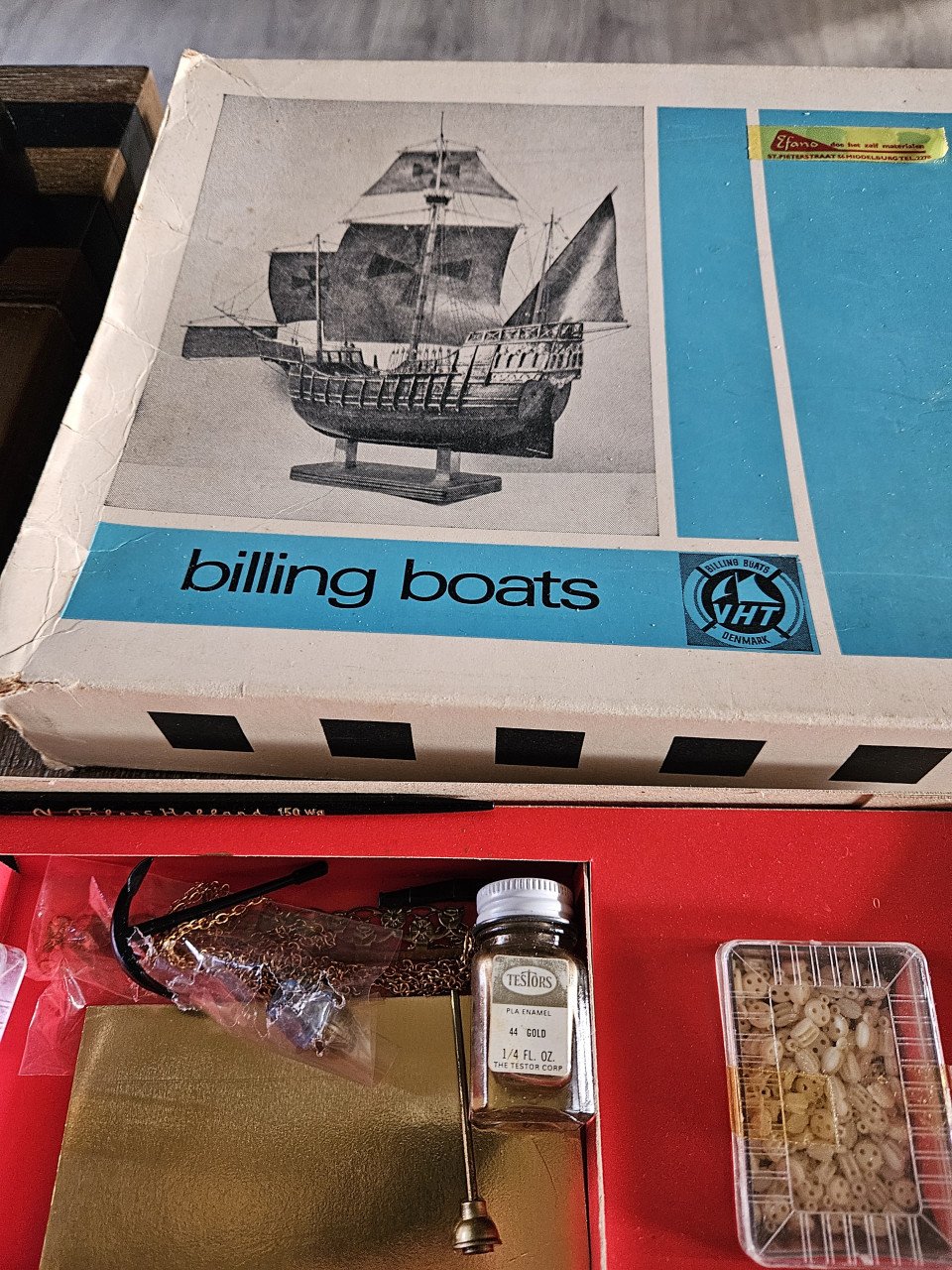 Prachtige jaren 60 Billing Boats bouwdoos van het zeilschip Santa Maria....