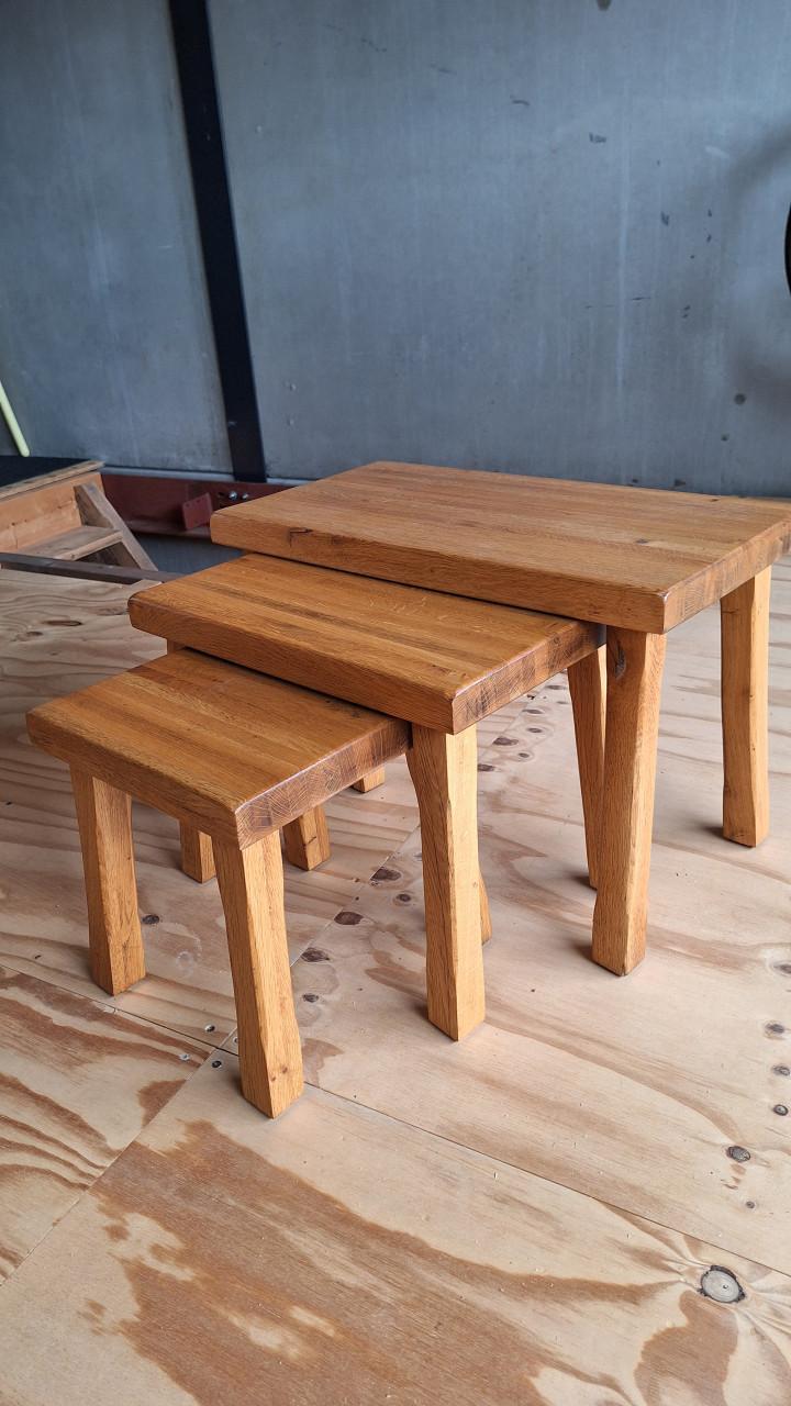Antieke lampet set, trio bijzet tafeltjes, keuken trolly
