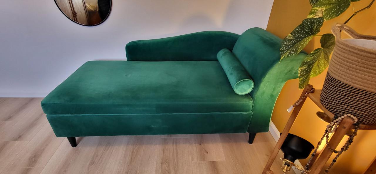 LUIRO - Chaise longue - Groen - Rechterzijde - Fluweel