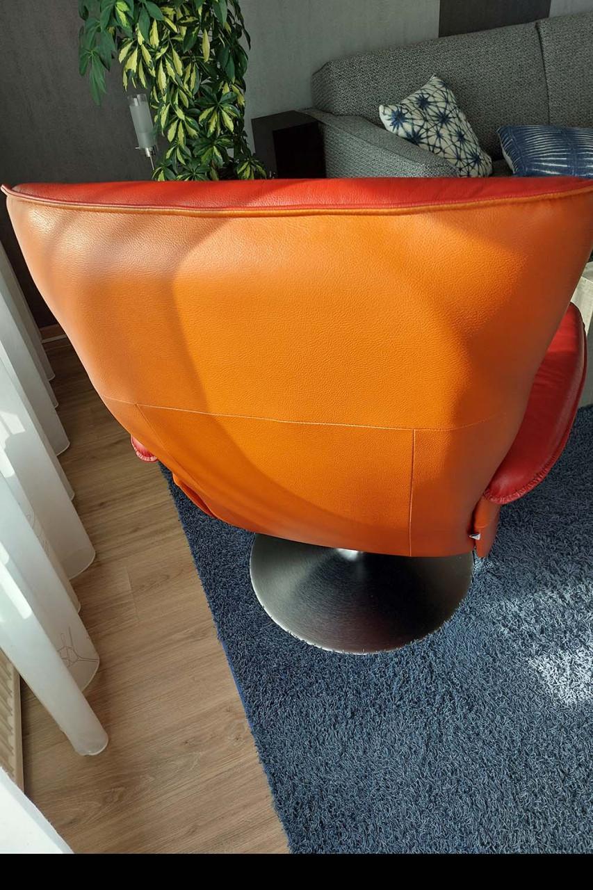 Rode leren (relax) fauteuil, gratis afhalen