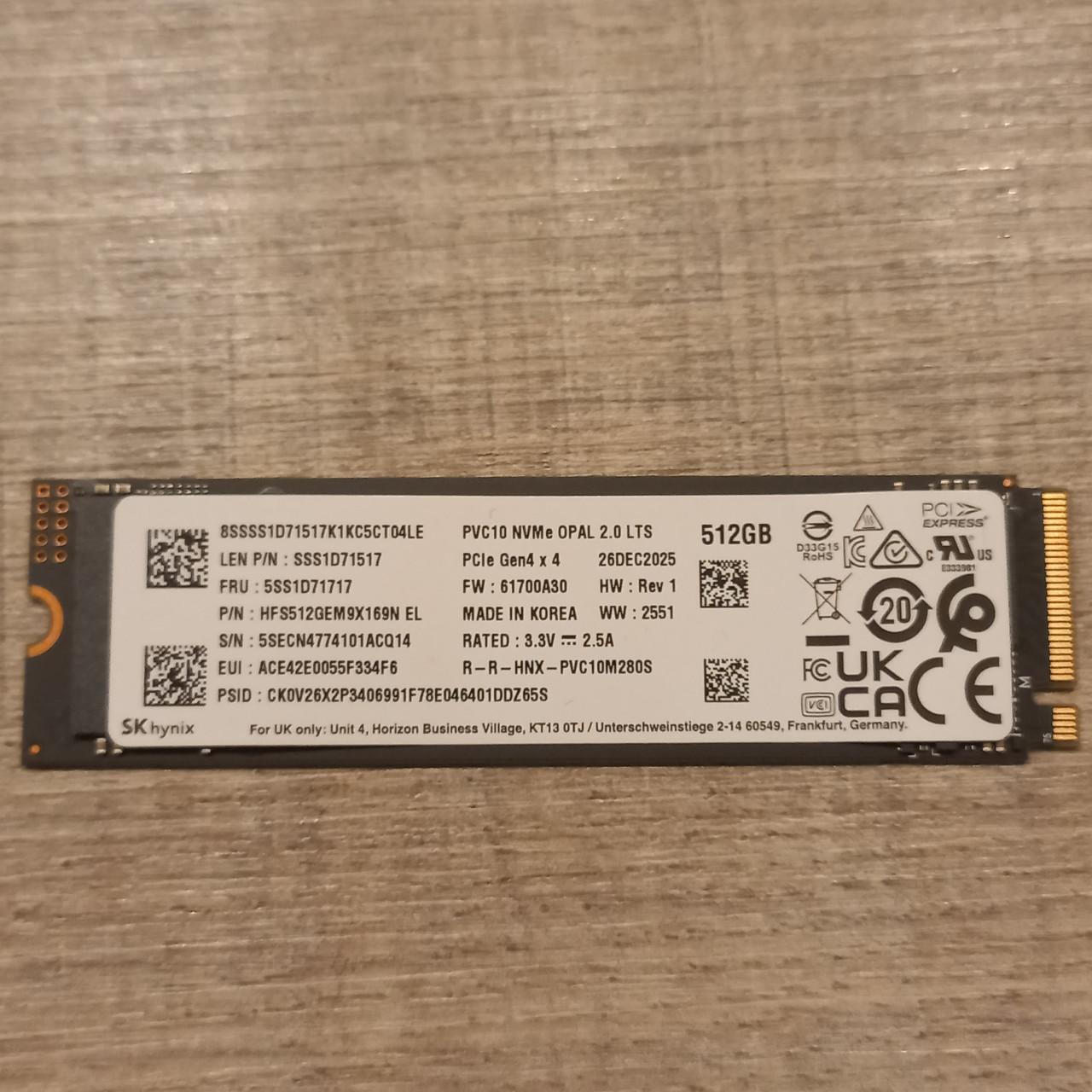 Zgan SK Hynix  PVC10 512GB NVME SSD