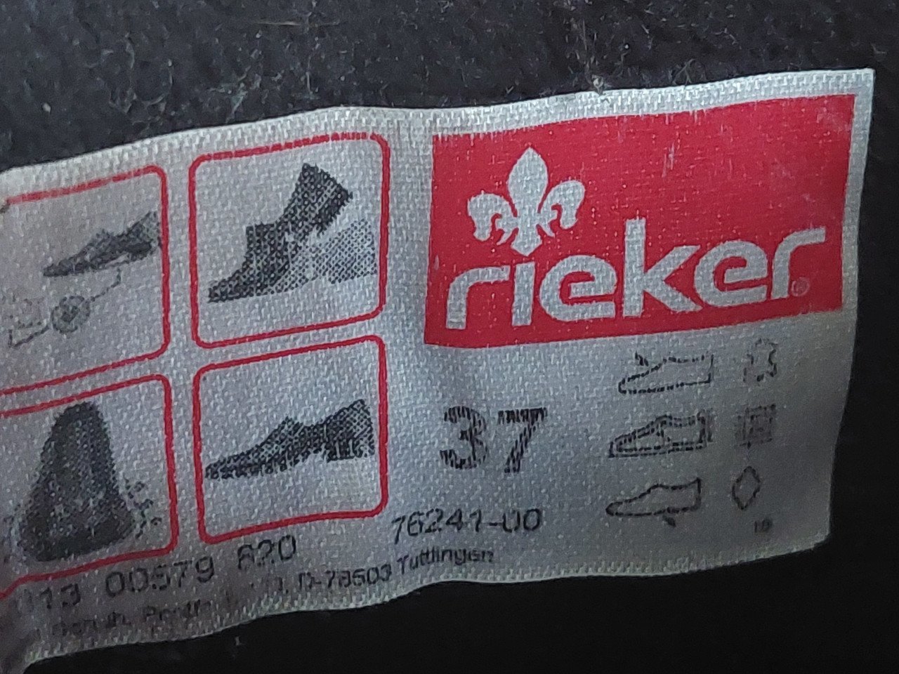 Zwarte Rieker damesboots mt 37 met grove rode stiksels