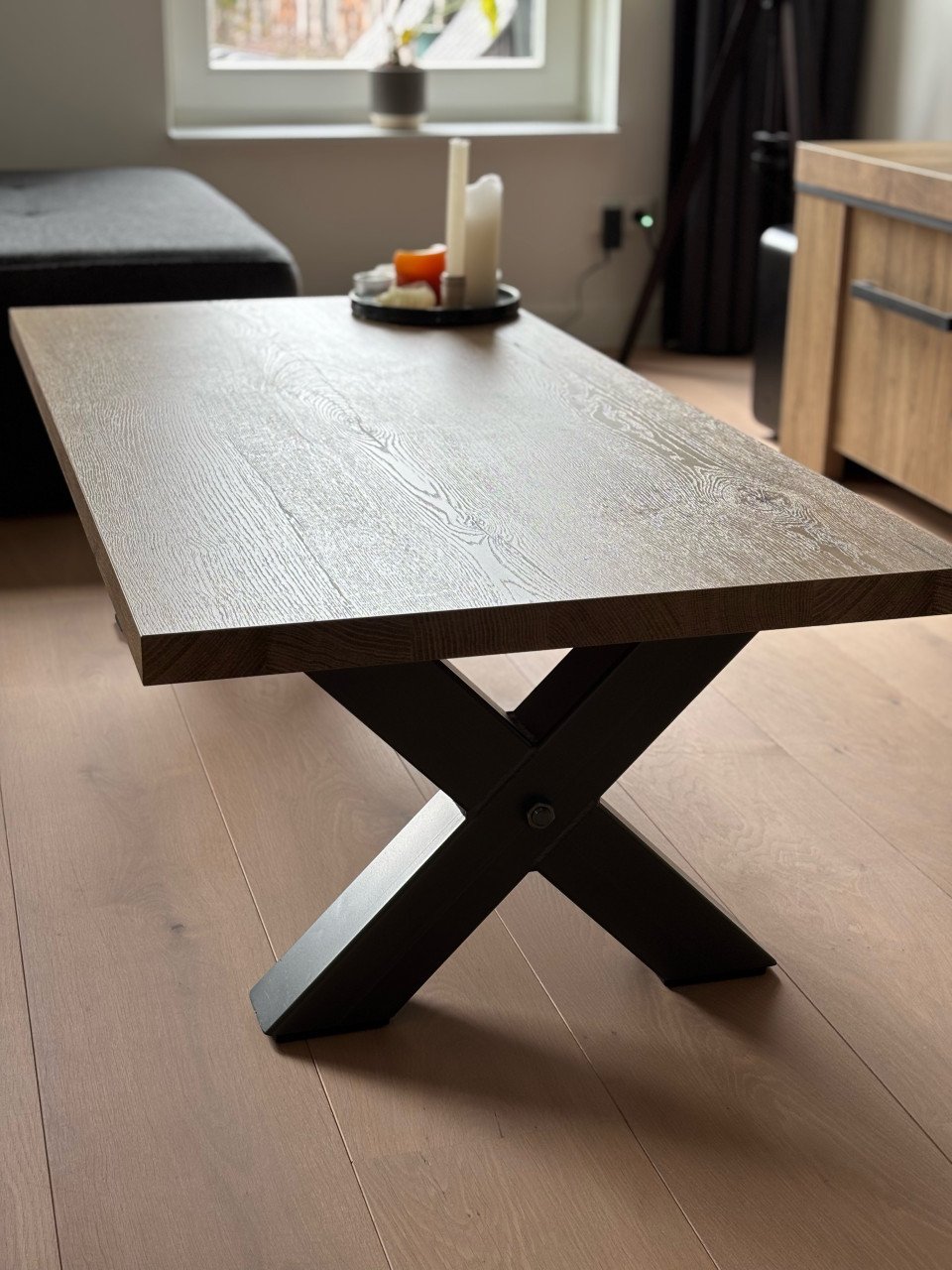 Salontafel poot X hout 135cm