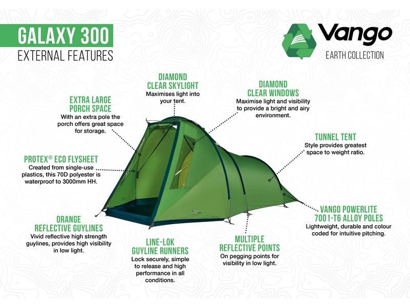 Vango Galaxy 300 tunneltent 3-persoons met stahoogte 5.5Kg