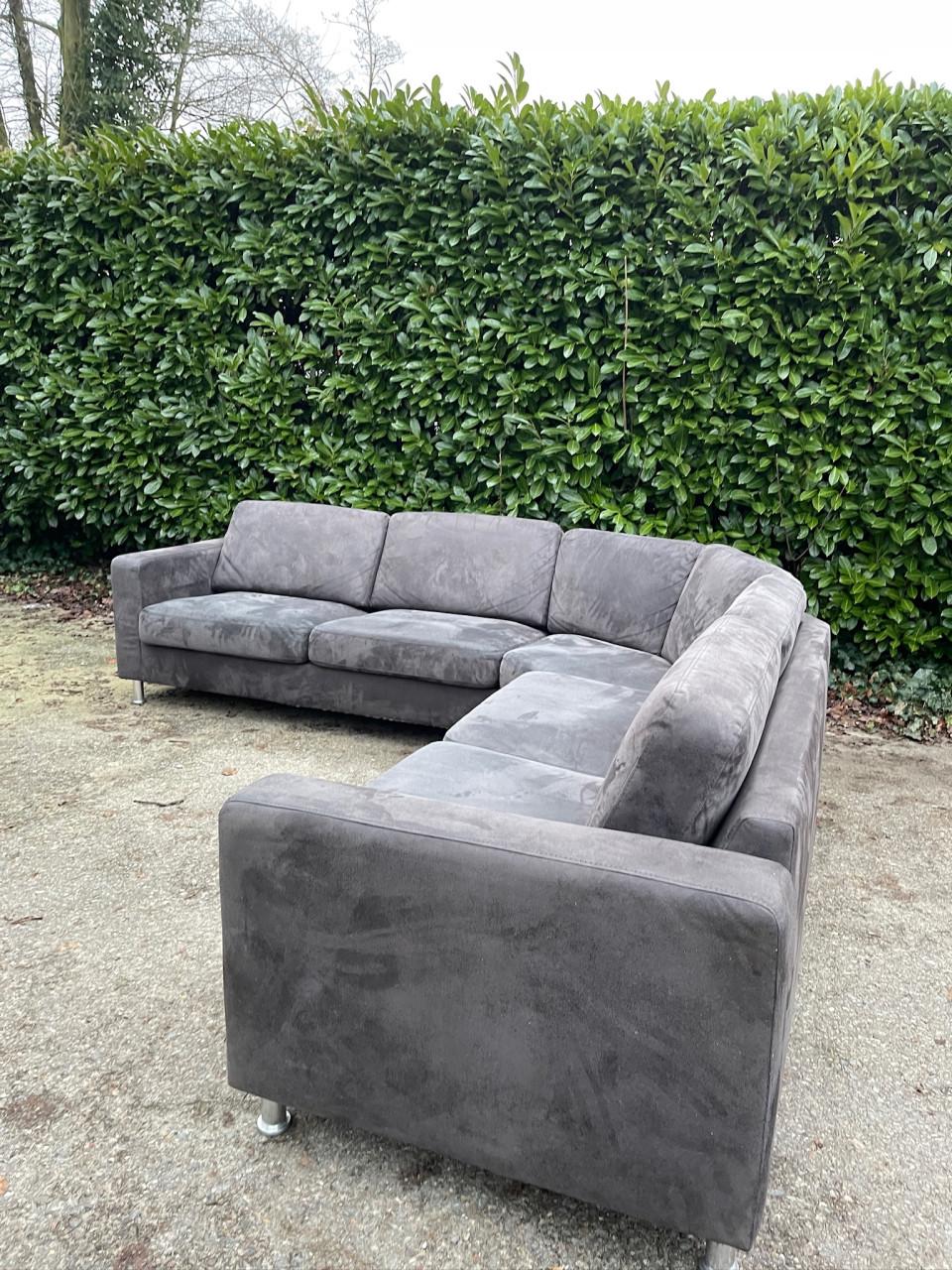 Grote Antraciet Hoekbank-Ruime Lounge Zit-Gratis Levering