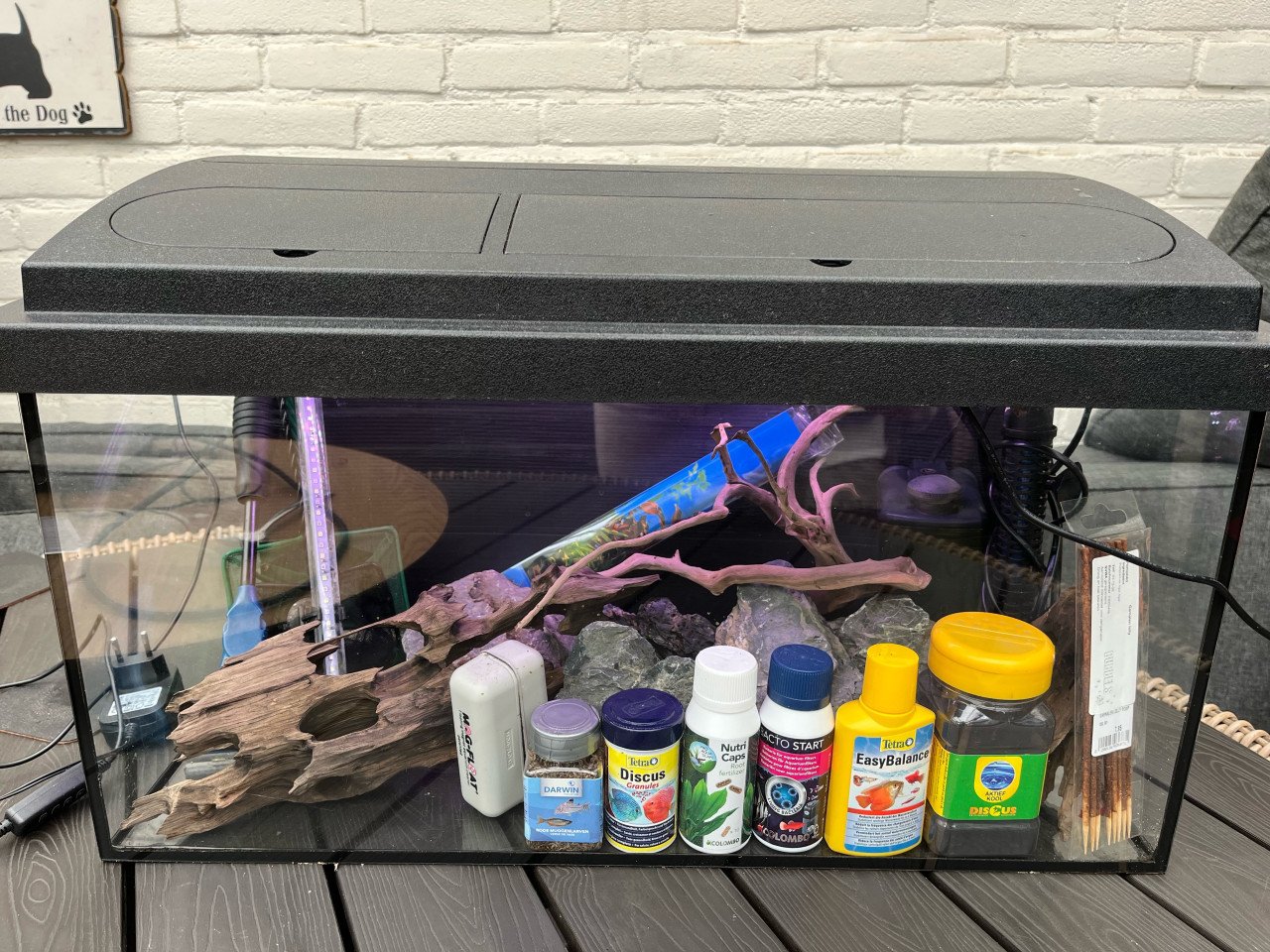 Groot aquarium met alle toebehoren