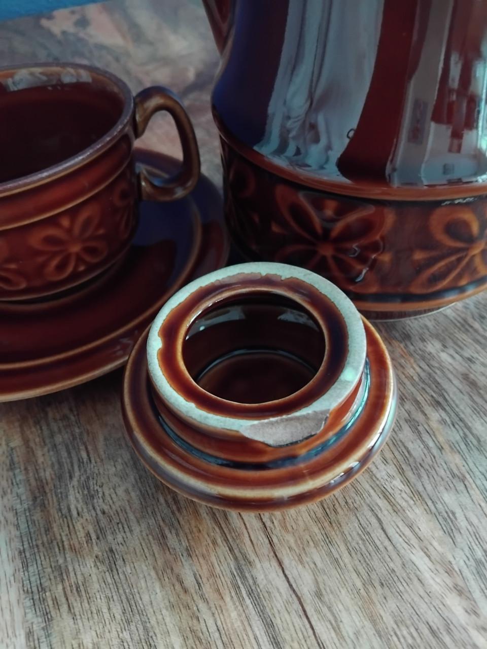 Vintage Theepot + Kop en schotel Colditz