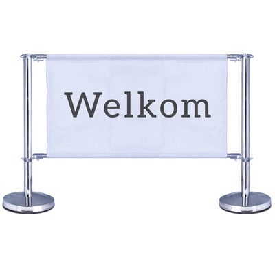 Afzetpalen met bedrukt banner
