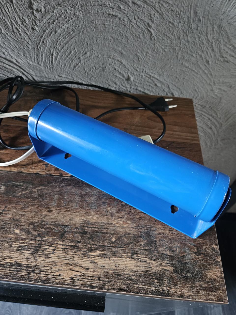 Vintage blauwe wandlamp/bedlampje met schakelaar