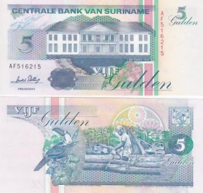 Biljet Suriname 5 Gulden 1996 UNC