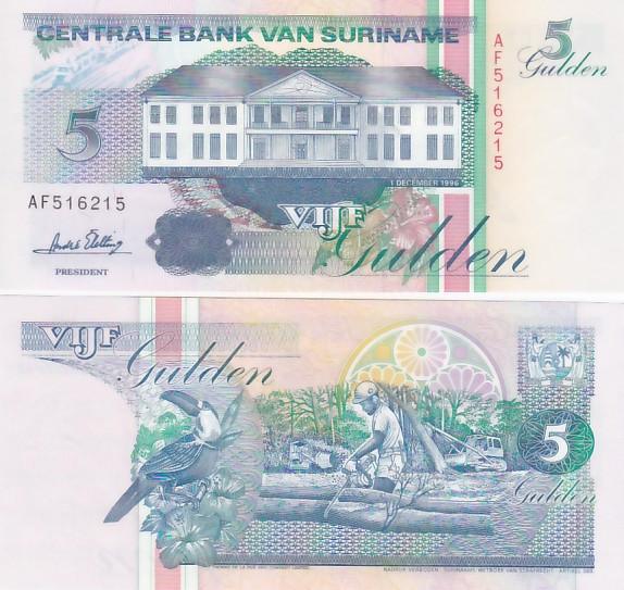 Biljet Suriname 5 Gulden 1996 UNC