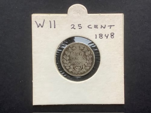 Willem II , 25 cent 1848 zilver.