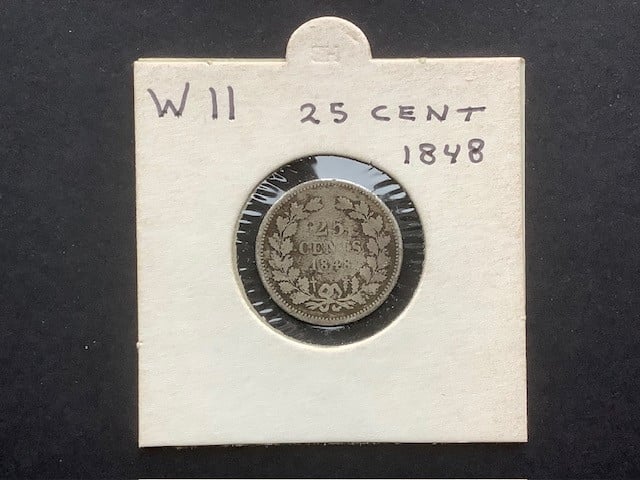 Willem II , 25 cent 1848 zilver.