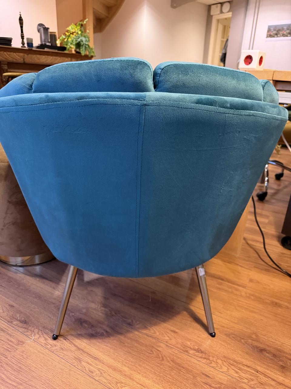 Petrolgroene velvet fauteuil, Light & Living