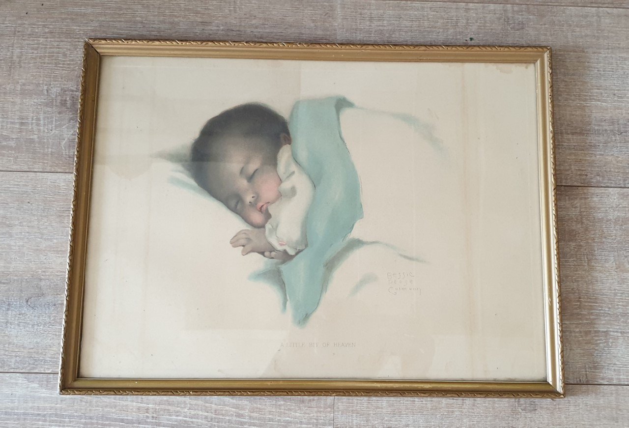Vintage grote afbeelding van Bessie Peage Guttman "A little bit in heaven"