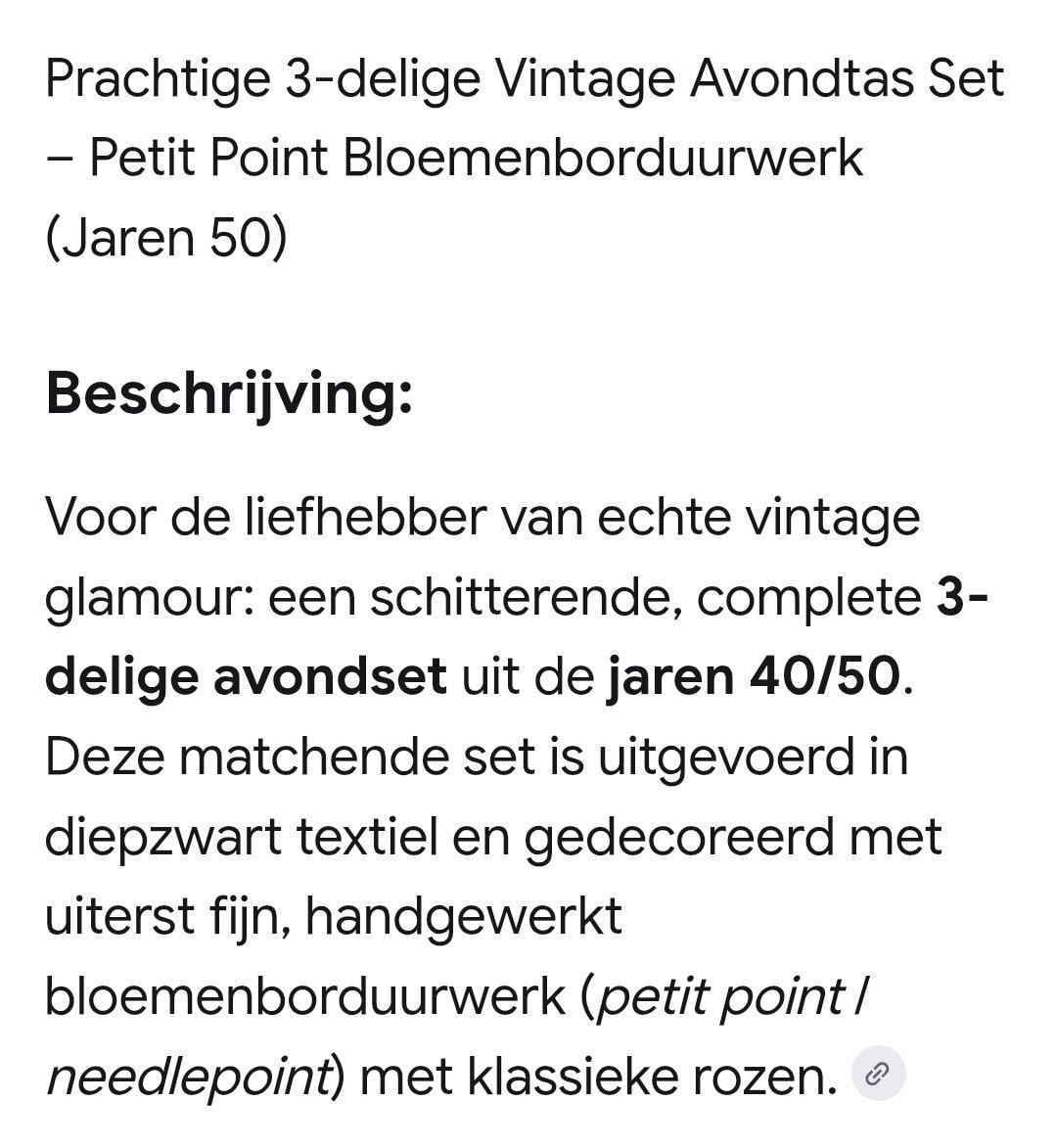 Jaren 50/ 60 setje. Vintage avondset.