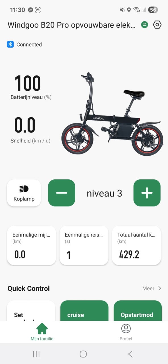 Ebike windgoo incl lader en app met gpsts, route planner,  stand enzv