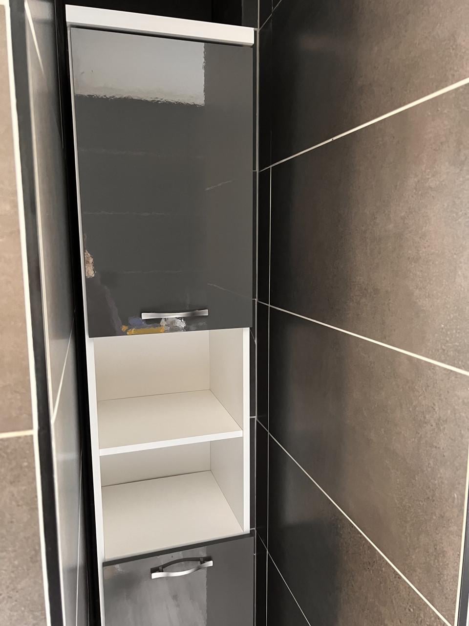 Badmeubel + spiegel + handdoekenkast