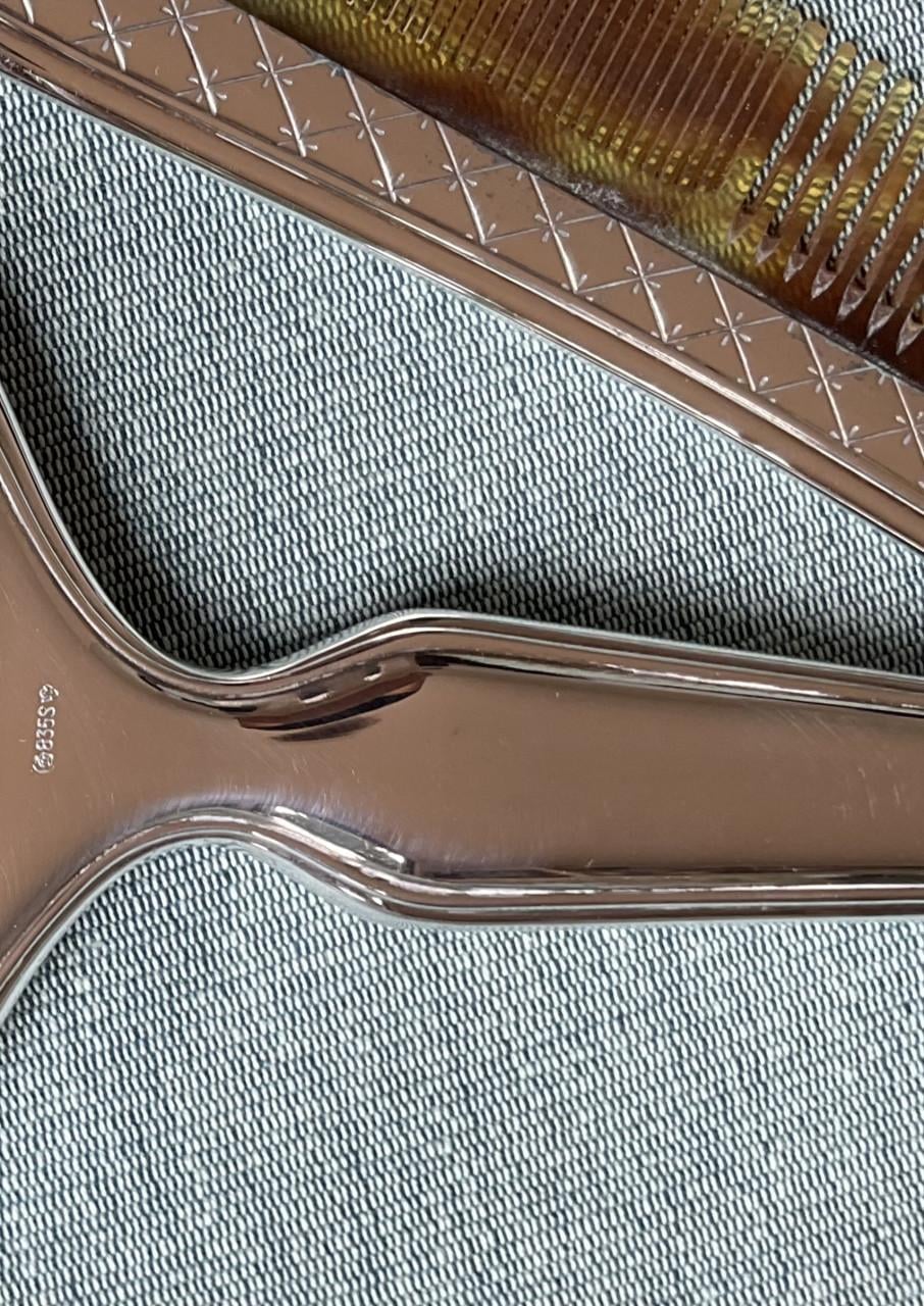 Kapstel handspiegel kam borstel kledingborstel zilver 835
