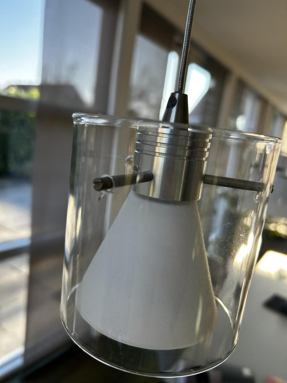 Moderne hanglamp met rvs en glas
