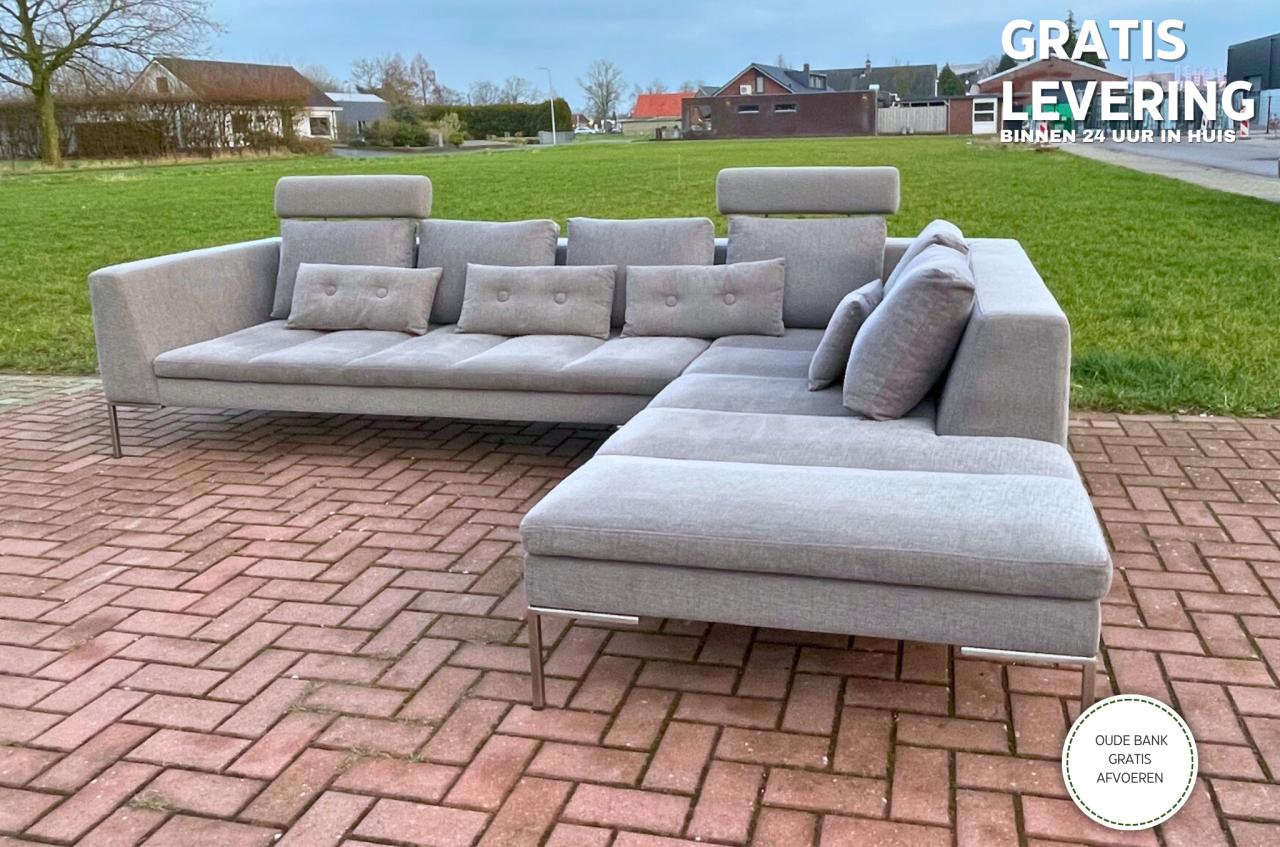 Montel grijze stoffen hoekbank– Gratis Levering NL