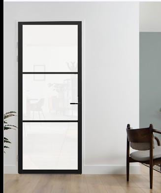 Moderne zwarte deuren met glas – set van 2 stuks