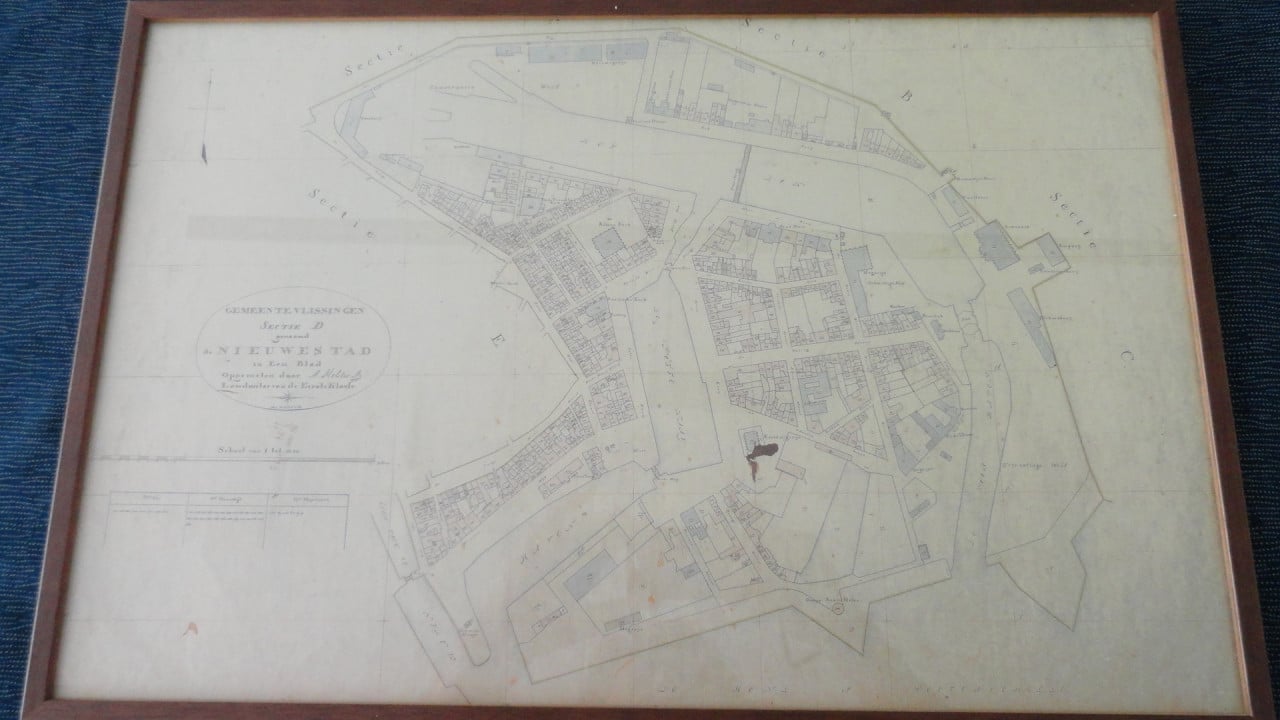 Vlissingen Repro Minuutplan Kadaster . Situatie ± 1812-1820 Fraai ingelijst