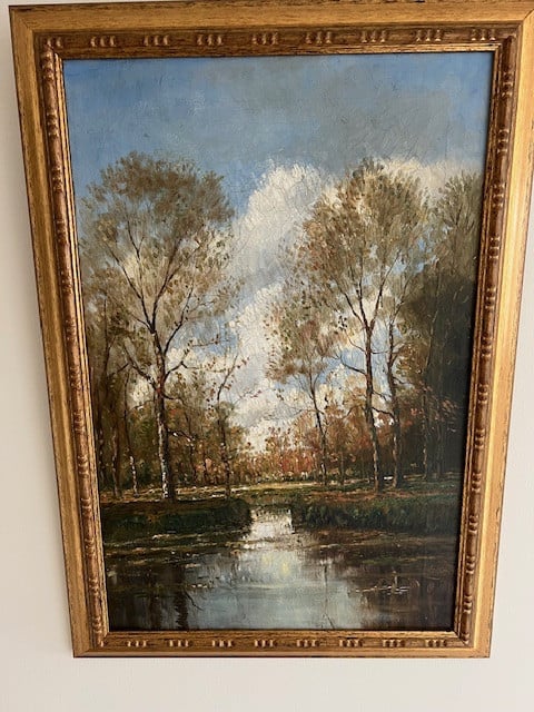 2 schilderijen (bosgezicht, herfst) olieverf op linnen van A. Martens