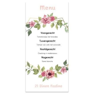 Menu kaarten 21 Diner