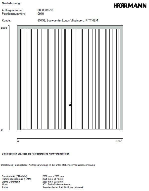Hörmann kanteldeur N80 2500x2500 mm NIEUW met extra laklaag speciale kleur