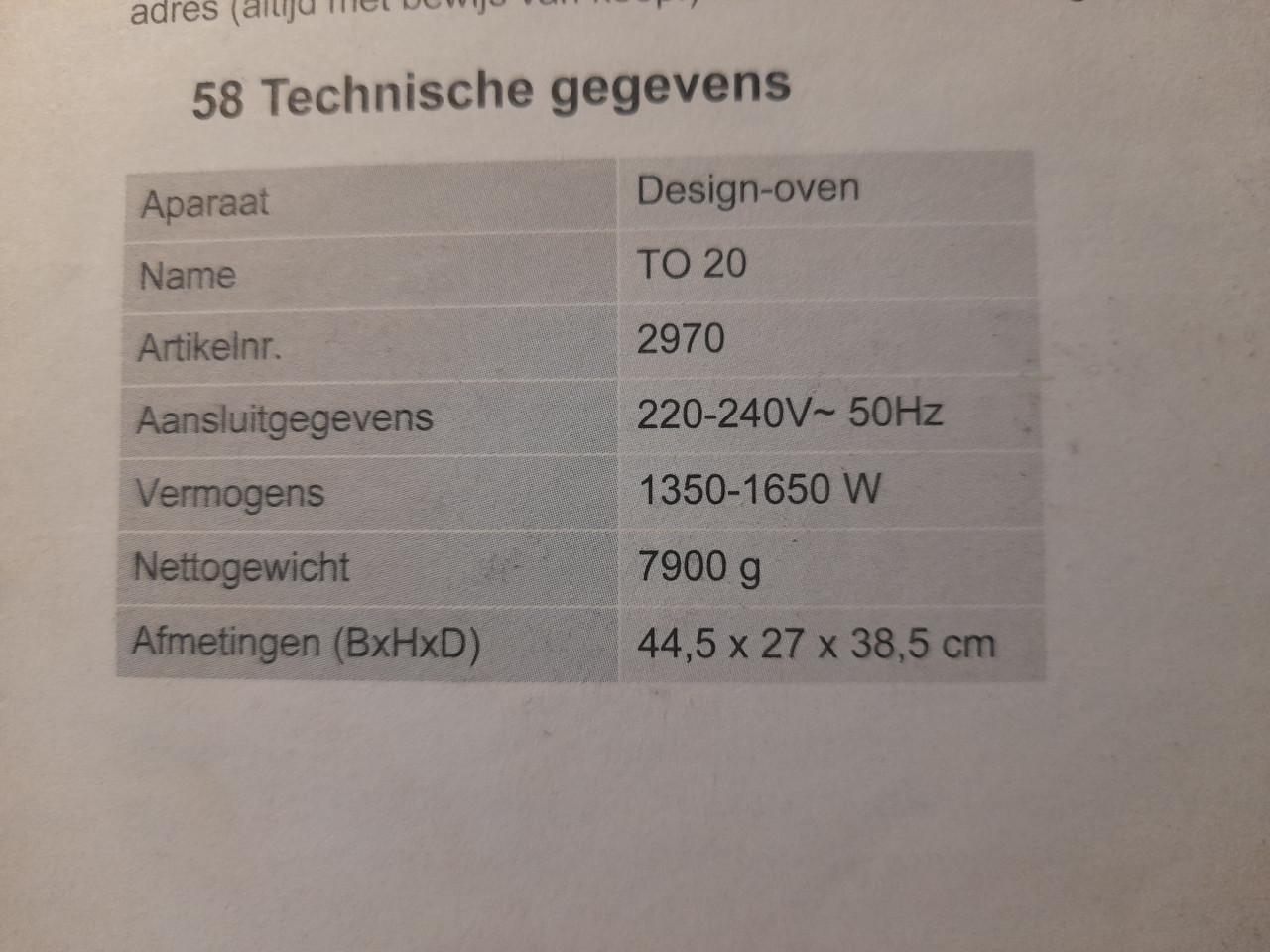 Caso design Backofen TO20 ( nieuw )