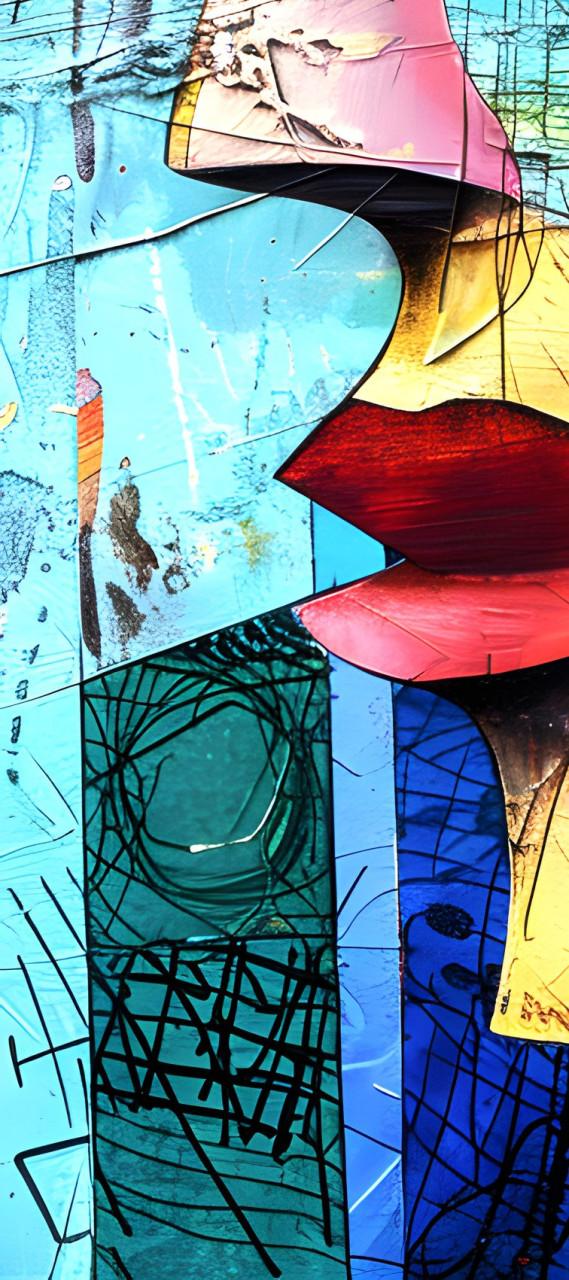 ”Visages Fragmentés“ prachtig digitaal werk, giclee op doek