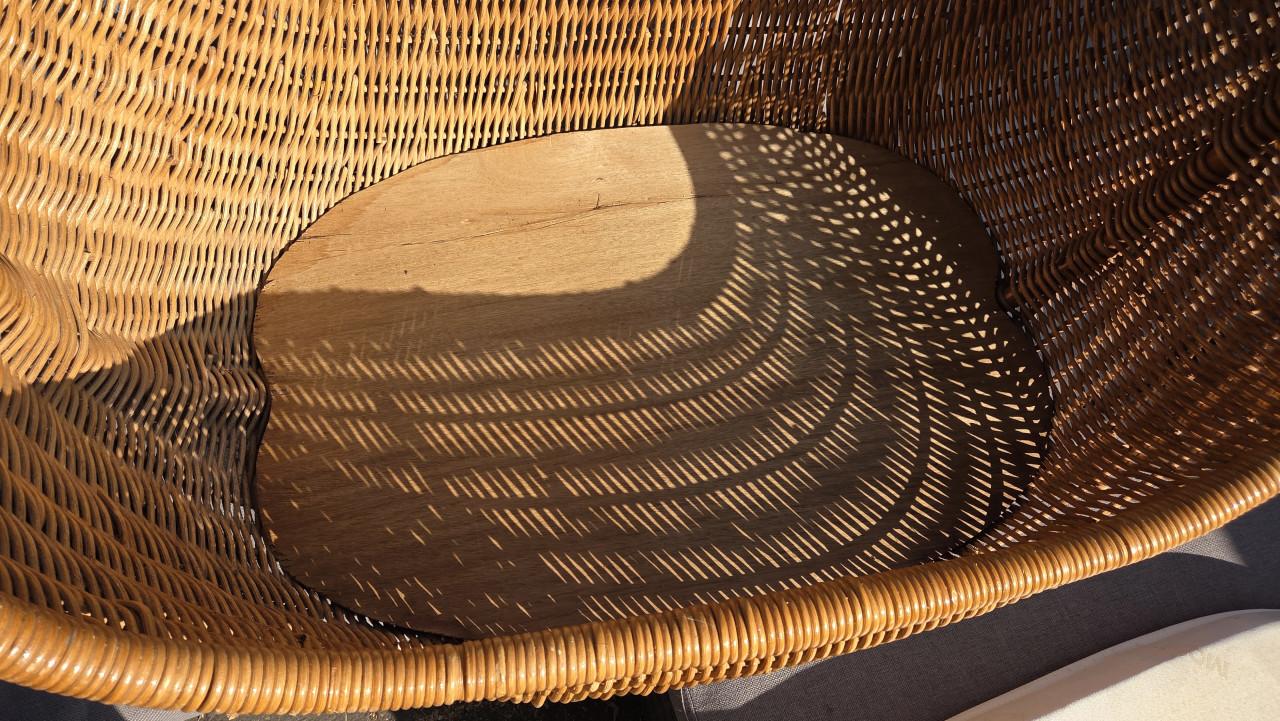 Vintage Wieg Rotan met Matras en Onderstel