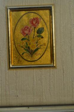 Chromolitho gedrukt op 23k bladgoud 'Bloemstilleven'