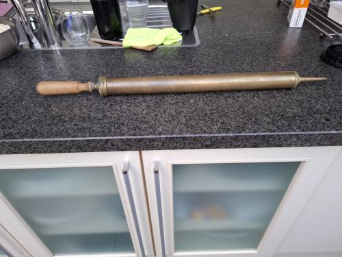 Antieke koperen spuit