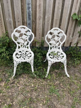 Gietijzeren tuinset 6 stoelen 1 tafel