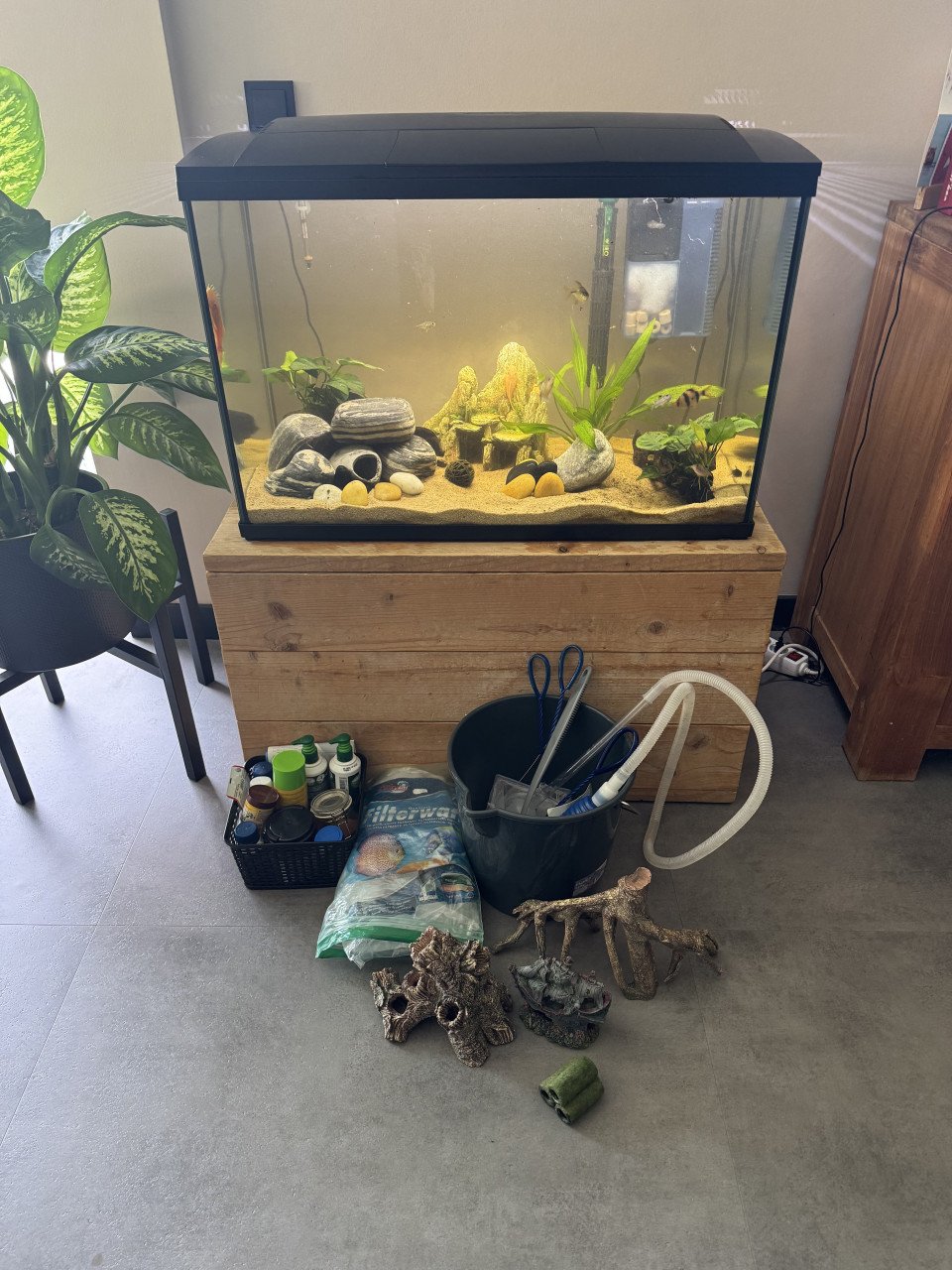 Aquarium (150 liter) met accessoires en benodigdheden