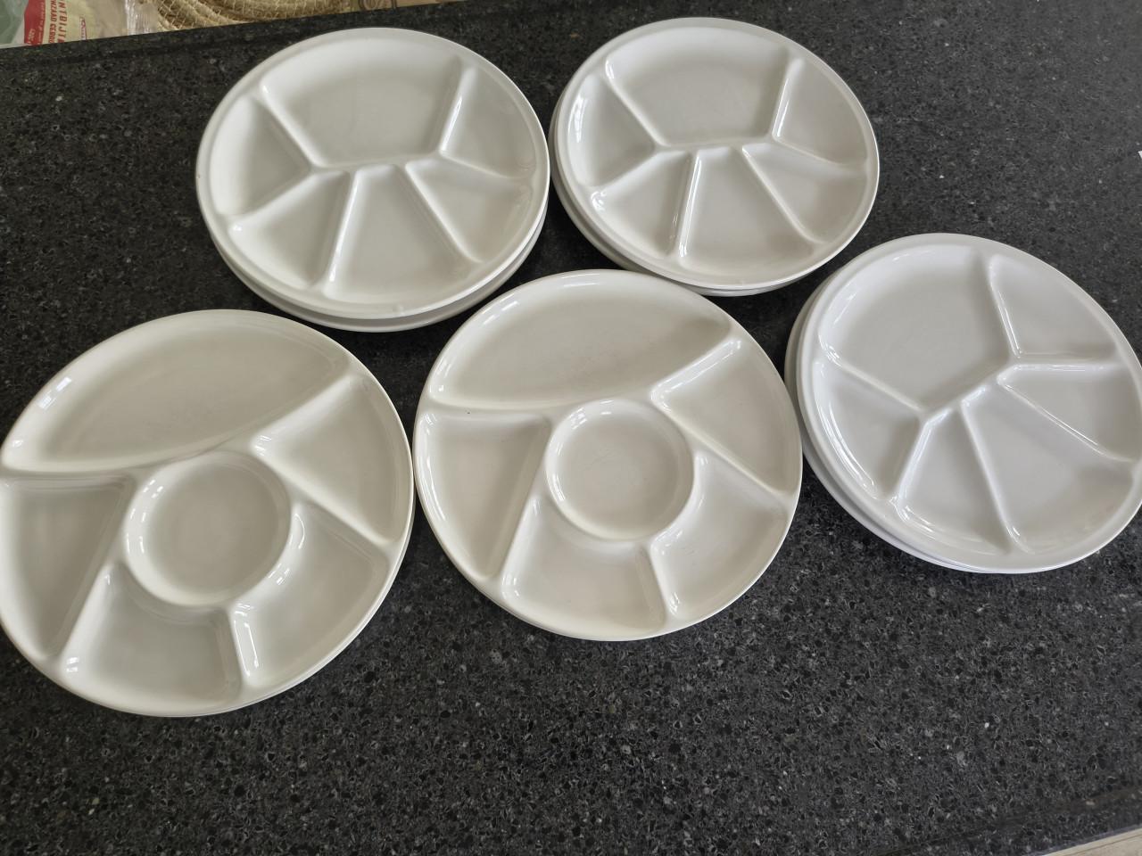 Prachtige set van 10x witte fondueborden, gourmetborden.
