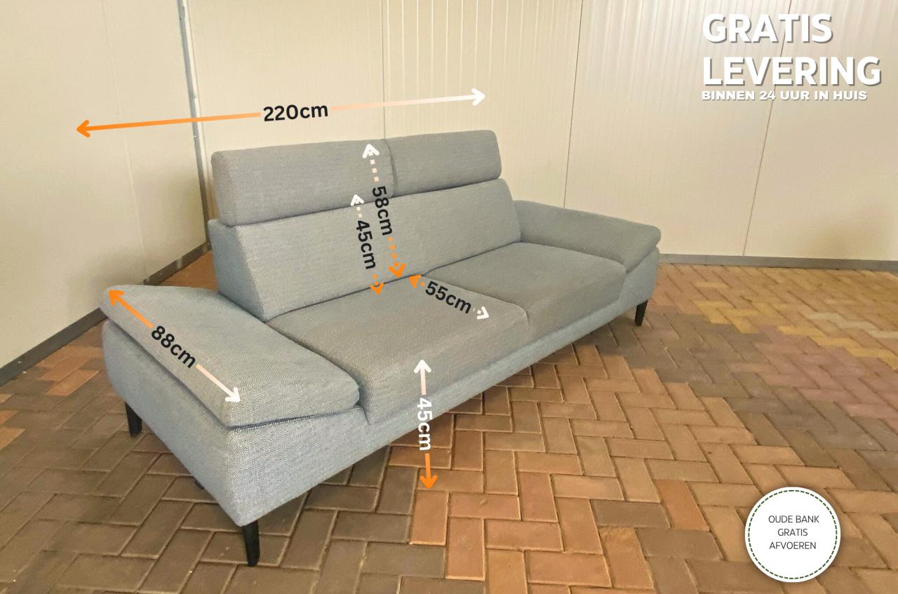 Montèl Grijze 3-zitsbank-Gratis Levering NL