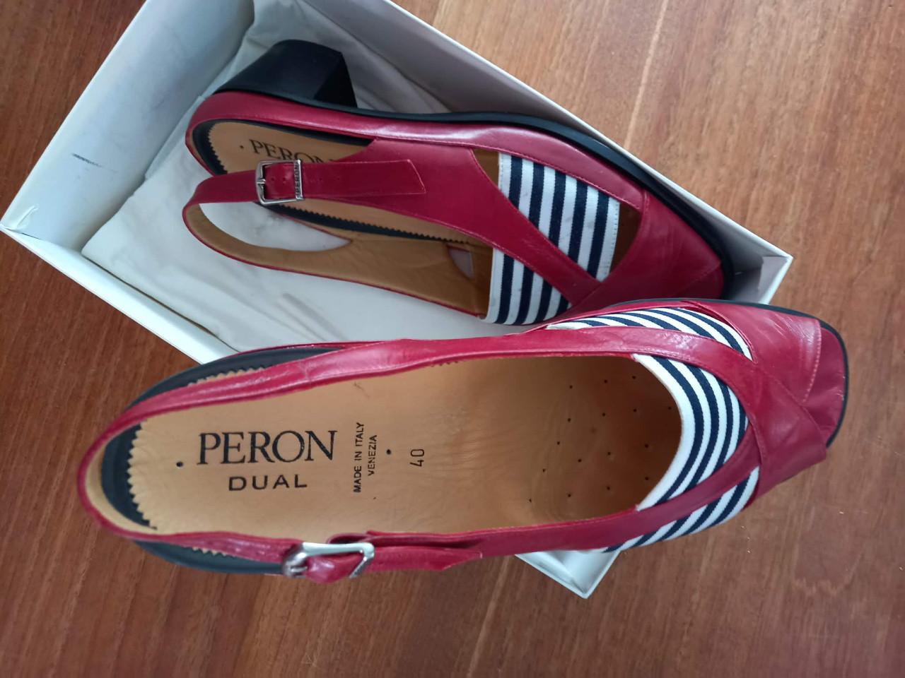 Peron Dual Slingback Pumps Rood/Wit Maat 40