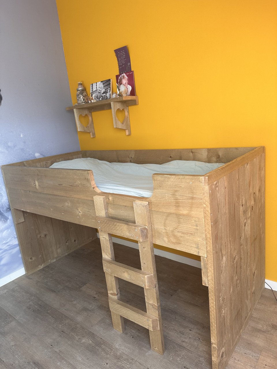Steigerhouten bed, perfecte staat