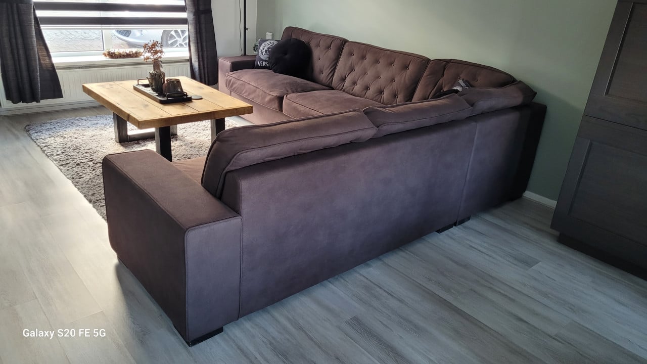 Hoekbank bruin largo-bycast lederen bekleding