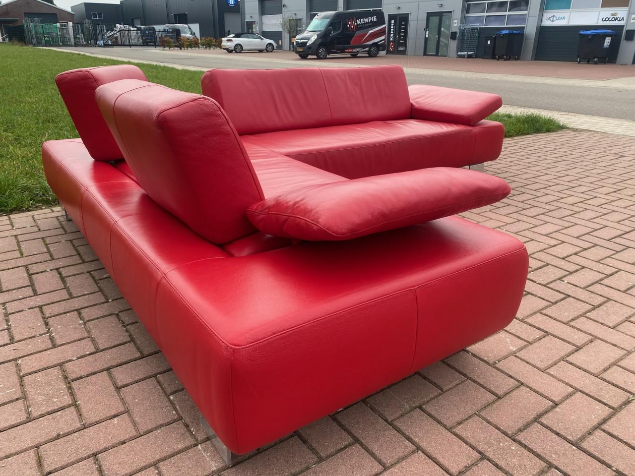 GRATIS LEVERING HEEL NL Montel Rode Echt Leer Hoekbank