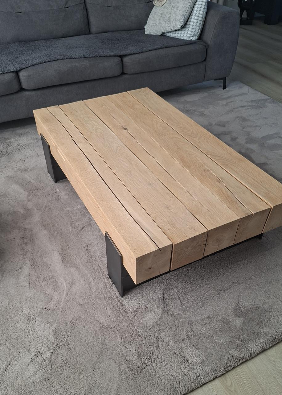 Massief eikenhouten salontafel van Table du sud