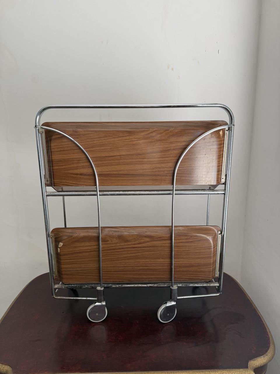 Vintage Dinetti theekarretje – Bruin met metalen frame