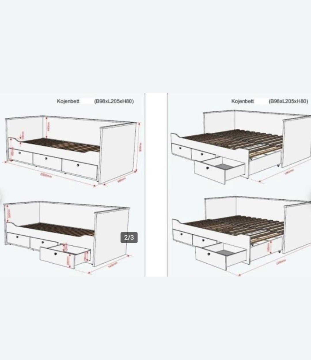 Wit 2 persoonsbed Hemnes