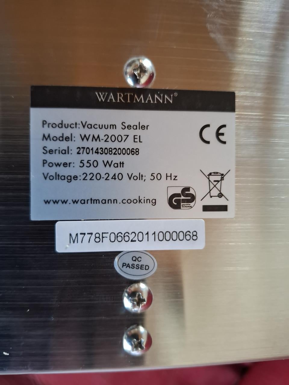 Vacumeermachine Wartmann