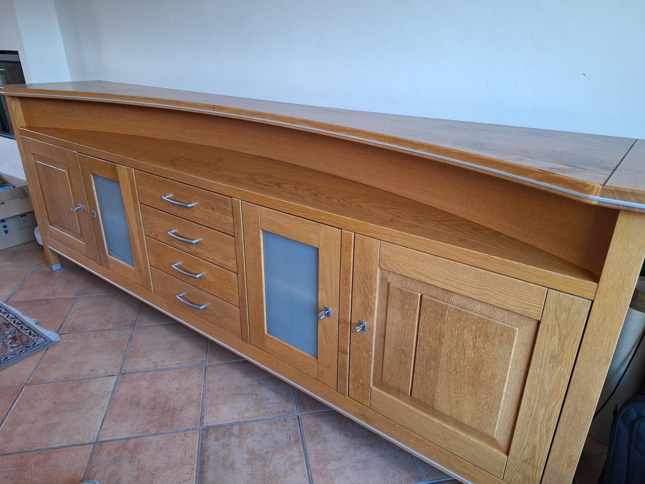 Dressoir 250 cm x 50 cm massief licht eiken